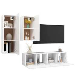 Ensemble de meuble TV 4 pcs Blanc Aggloméré