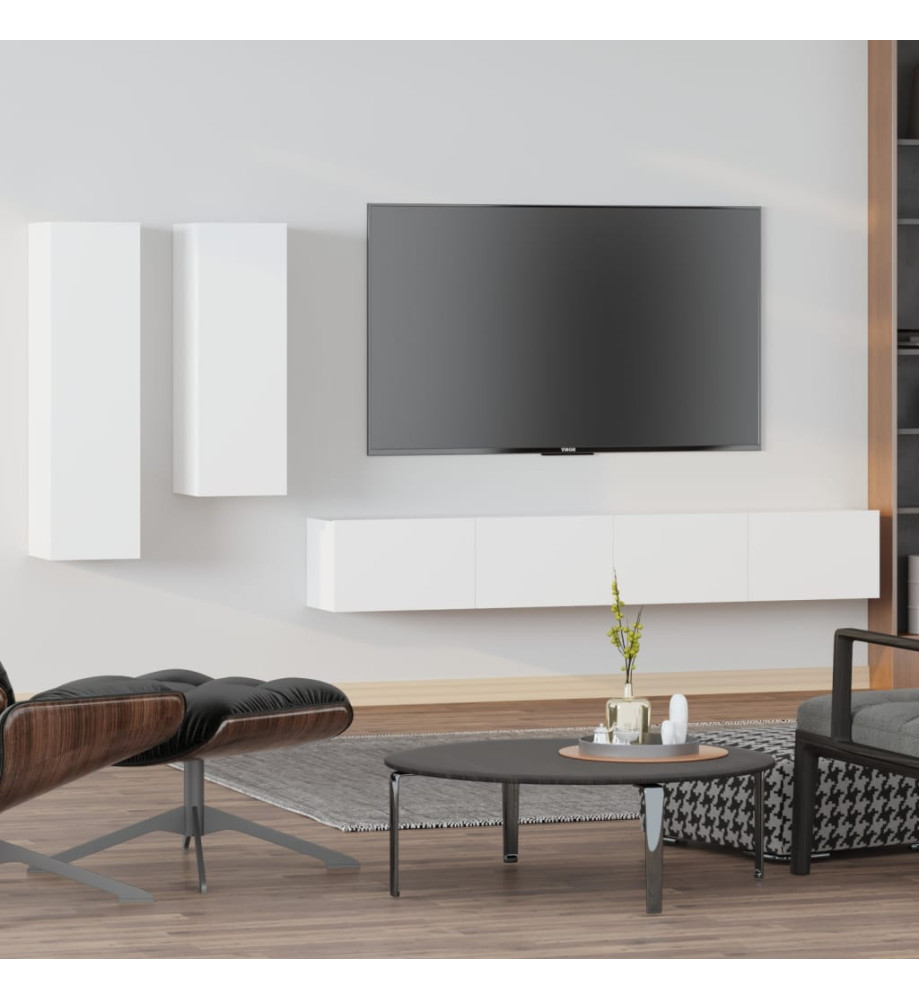 Ensemble de meubles TV 4 pcs Blanc Bois d'ingénierie