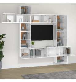 Ensemble de meubles TV 9 pcs Blanc brillant Bois d'ingénierie