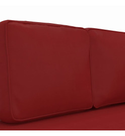 Chaise longue coussins et traversin rouge bordeaux similicuir