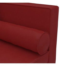 Chaise longue coussins et traversin rouge bordeaux similicuir