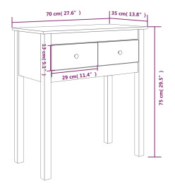 Table console Blanc 70x35x75 cm Bois massif de pin