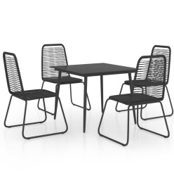 Salon de jardin 5 pcs Rotin PVC Noir