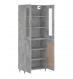 Buffet haut Gris béton 69,5x34x180 cm Bois d'ingénierie