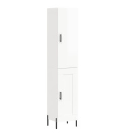 Buffet haut Blanc brillant 34,5x34x180 cm Bois d'ingénierie