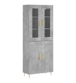 Buffet haut Gris béton 69,5x34x180 cm Bois d'ingénierie