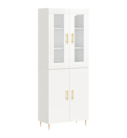 Buffet haut Blanc brillant 69,5x34x180 cm Bois d'ingénierie