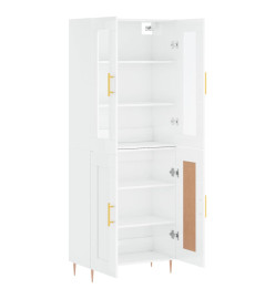 Buffet haut Blanc brillant 69,5x34x180 cm Bois d'ingénierie