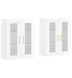 Armoires murales 2 pcs blanc brillant bois d'ingénierie