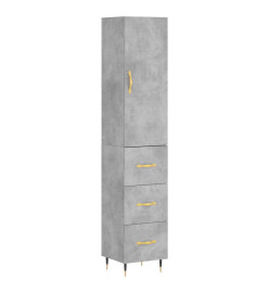 Buffet haut Gris béton 34,5x34x180 cm Bois d'ingénierie