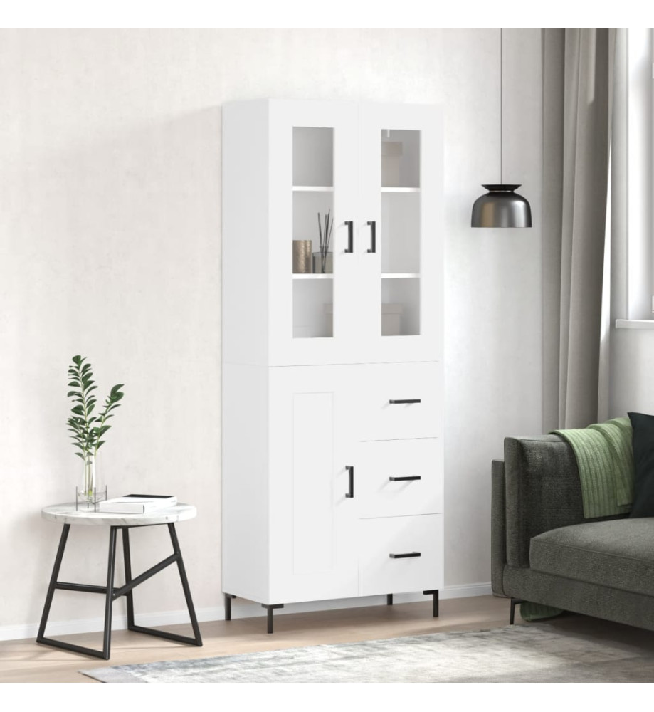 Buffet haut Blanc 69,5x34x180 cm Bois d'ingénierie Buffet haut Blanc 69,5x34x180 cm Bois d'ingénierie