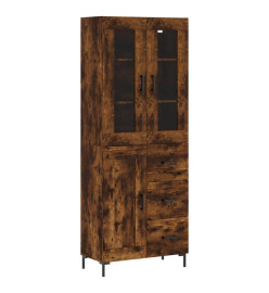 Buffet haut Chêne fumé 69,5x34x180 cm Bois d'ingénierie