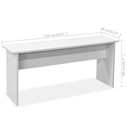 Table de salle à manger et bancs 3 pcs Bois d'ingénierie Blanc