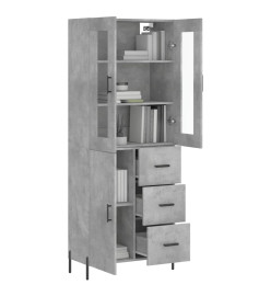 Buffet haut Gris béton 69,5x34x180 cm Bois d'ingénierie