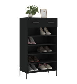 Armoire à chaussures noir 60x35x105 cm bois d'ingénierie