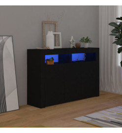 Buffet avec lumières LED noir 115,5x30x75 cm