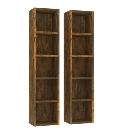 Armoires à CD 2 pcs Chêne fumé 21x16x93,5 cm Bois d'ingénierie