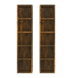 Armoires à CD 2 pcs Chêne fumé 21x16x93,5 cm Bois d'ingénierie