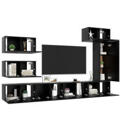 Ensemble de meuble TV 8 pcs Noir Aggloméré