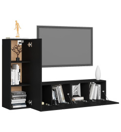 Ensemble de meuble TV 3 pcs Noir Aggloméré