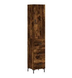 Buffet haut Chêne fumé 34,5x34x180 cm Bois d'ingénierie