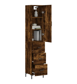 Buffet haut Chêne fumé 34,5x34x180 cm Bois d'ingénierie