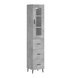 Buffet haut Gris béton 34,5x34x180 cm Bois d'ingénierie