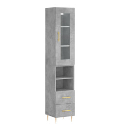 Buffet haut Gris béton 34,5x34x180 cm Bois d'ingénierie