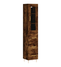 Buffet haut Chêne fumé 34,5x34x180 cm Bois d'ingénierie