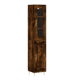 Buffet haut Chêne fumé 34,5x34x180 cm Bois d'ingénierie