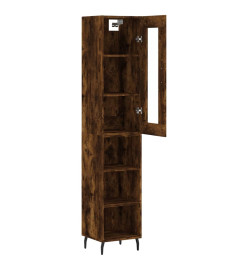 Buffet haut Chêne fumé 34,5x34x180 cm Bois d'ingénierie