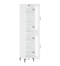 Buffet haut Blanc brillant 34,5x34x180 cm Bois d'ingénierie