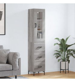 Buffet haut Sonoma gris 34,5x34x180 cm Bois d'ingénierie