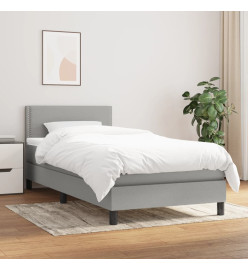 Lit à sommier tapissier et matelas Gris clair 90x190 cm Tissu