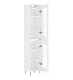 Buffet haut Blanc brillant 34,5x34x180 cm Bois d'ingénierie