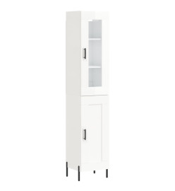 Buffet haut Blanc brillant 34,5x34x180 cm Bois d'ingénierie