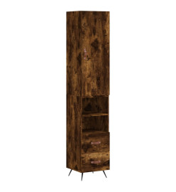 Buffet haut Chêne fumé 34,5x34x180 cm Bois d'ingénierie