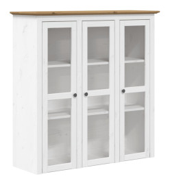 Armoire avec portes vitrées BODO blanc marron bois pin massif