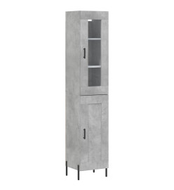 Buffet haut Gris béton 34,5x34x180 cm Bois d'ingénierie