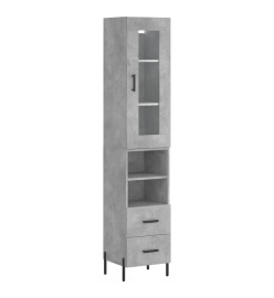 Buffet haut Gris béton 34,5x34x180 cm Bois d'ingénierie