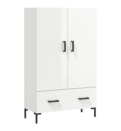 Buffet haut blanc brillant 69,5x31x115 cm bois d'ingénierie