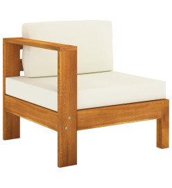 Salon de jardin 9 pcs avec coussins blanc crème Bois d'acacia