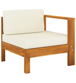 Salon de jardin 9 pcs avec coussins blanc crème Bois d'acacia