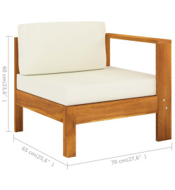 Salon de jardin 9 pcs avec coussins blanc crème Bois d'acacia