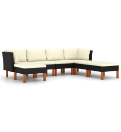 Salon de jardin 7 pcs avec coussins Résine tressée Noir