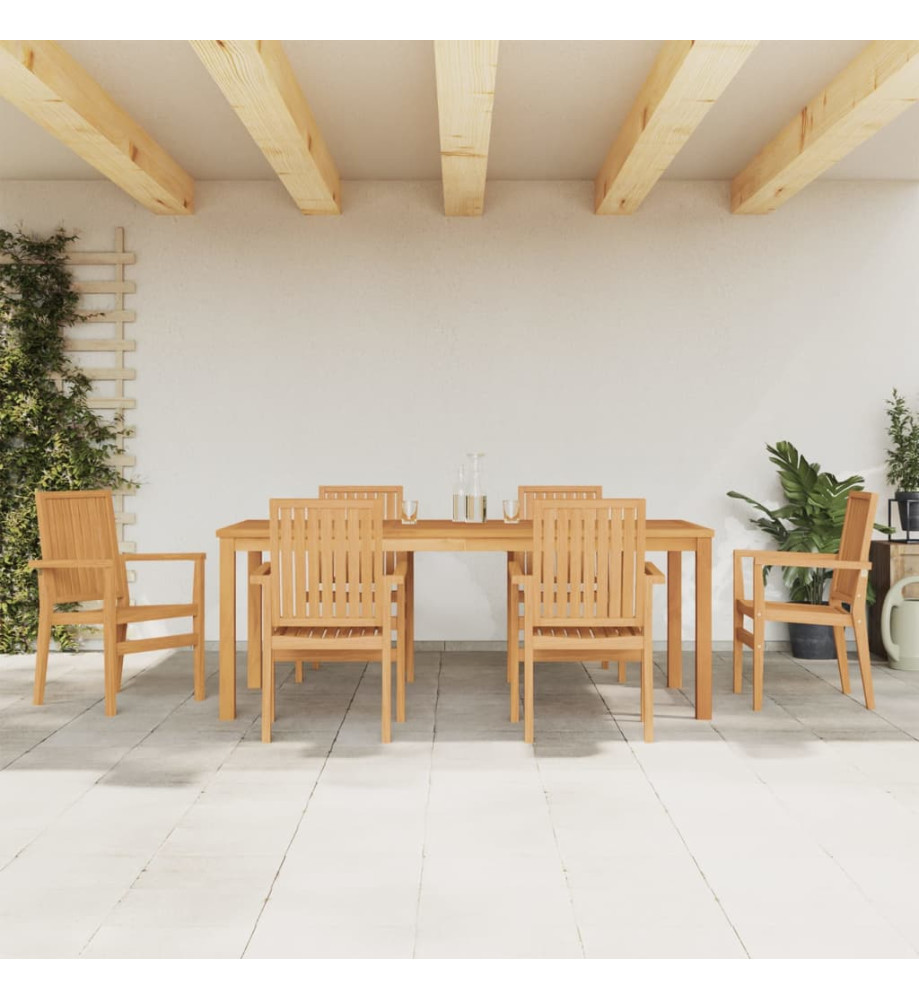 Ensemble à dîner de jardin 7 pcs Bois de teck solide