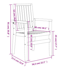 Chaises de jardin empilables lot de 6 56,5x57,5x91 cm bois teck