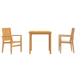 Ensemble à dîner de jardin 3 pcs Bois de teck massif