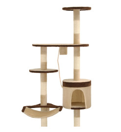 Arbre à chat en sisal Montage mural 194 cm Beige et marron