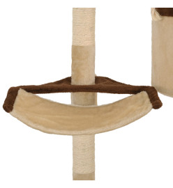 Arbre à chat en sisal Montage mural 194 cm Beige et marron